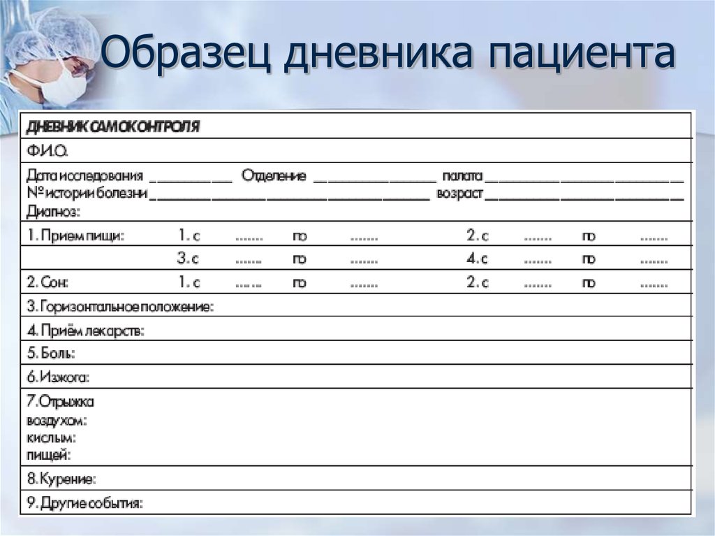 Дневник здоровья образец для женщин