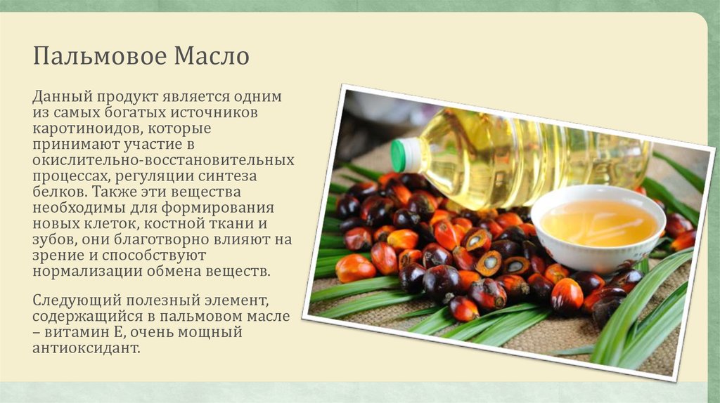 В каких продуктах пальмовое масло в россии. Пальмовое масло. Пальмовое масло в еде. Витамины в пальмовом масле. Пальмовое масло полезное.