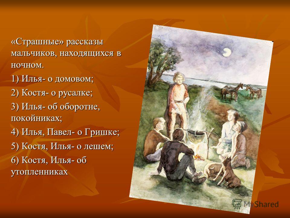 Какой рассказ рассказывал. Истории мальчиков в рассказе Бежин луг. Бежин луг истории рассказанные мальчиками. Страшные истории из Бежина Луга. Бежин луг страшилки мальчиков.