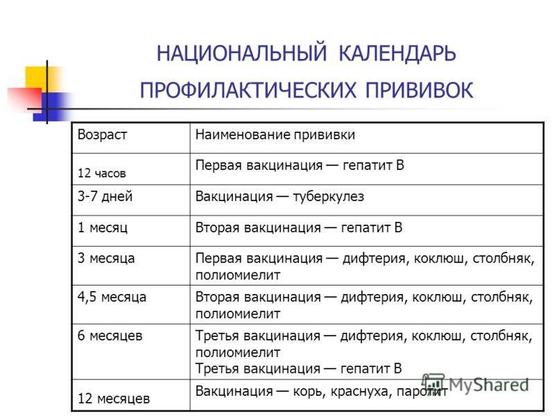 Презентация на тему календарь профилактических прививок