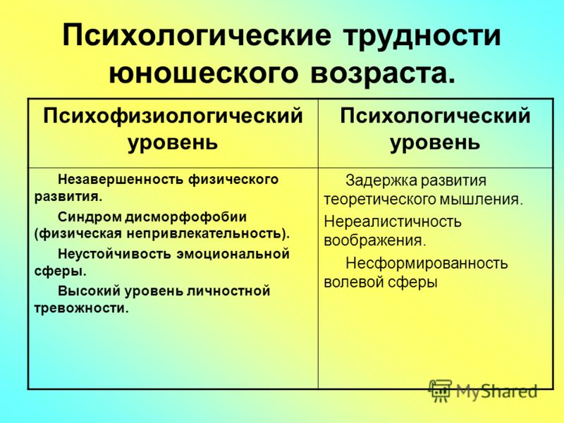 Ведущий вид деятельности в юношеском возрасте