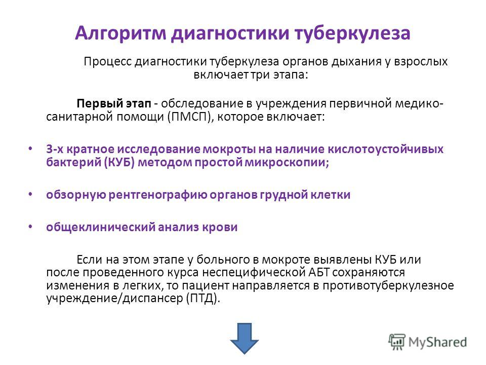 План обследования больного туберкулезом