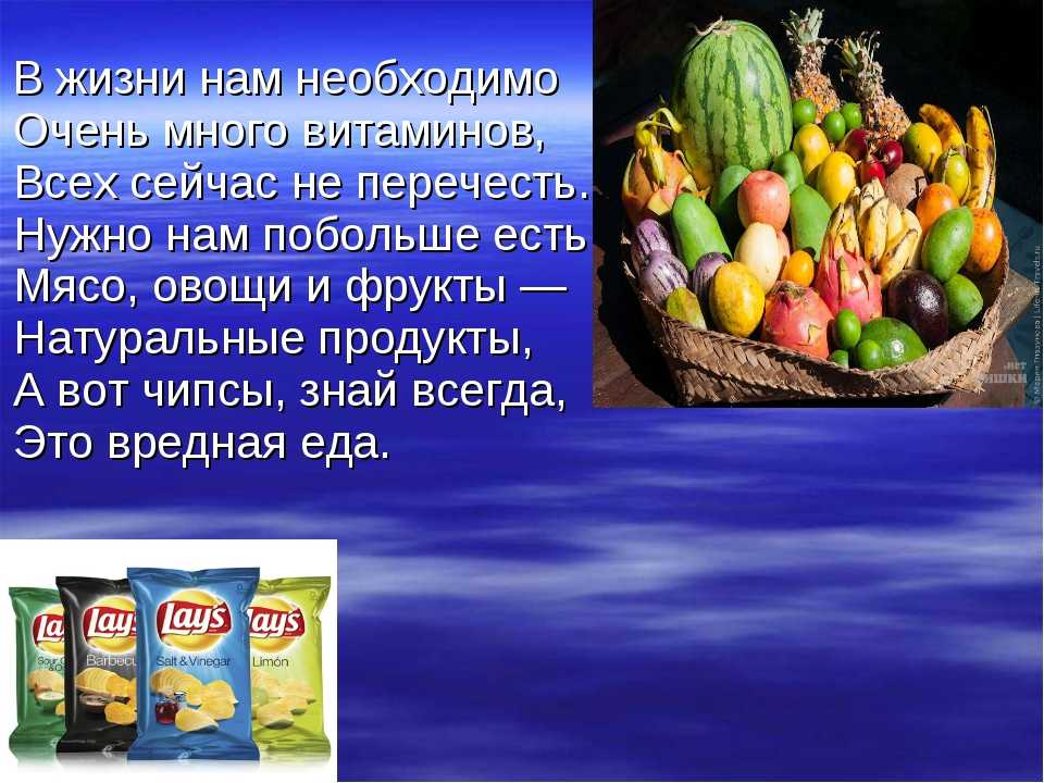 Полезные и вредные продукты презентация для дошкольников