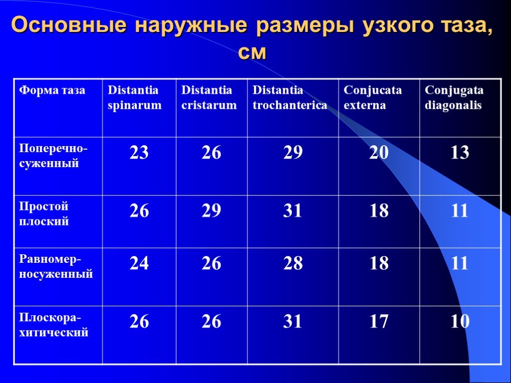 Акушерские размеры таза на рисунке