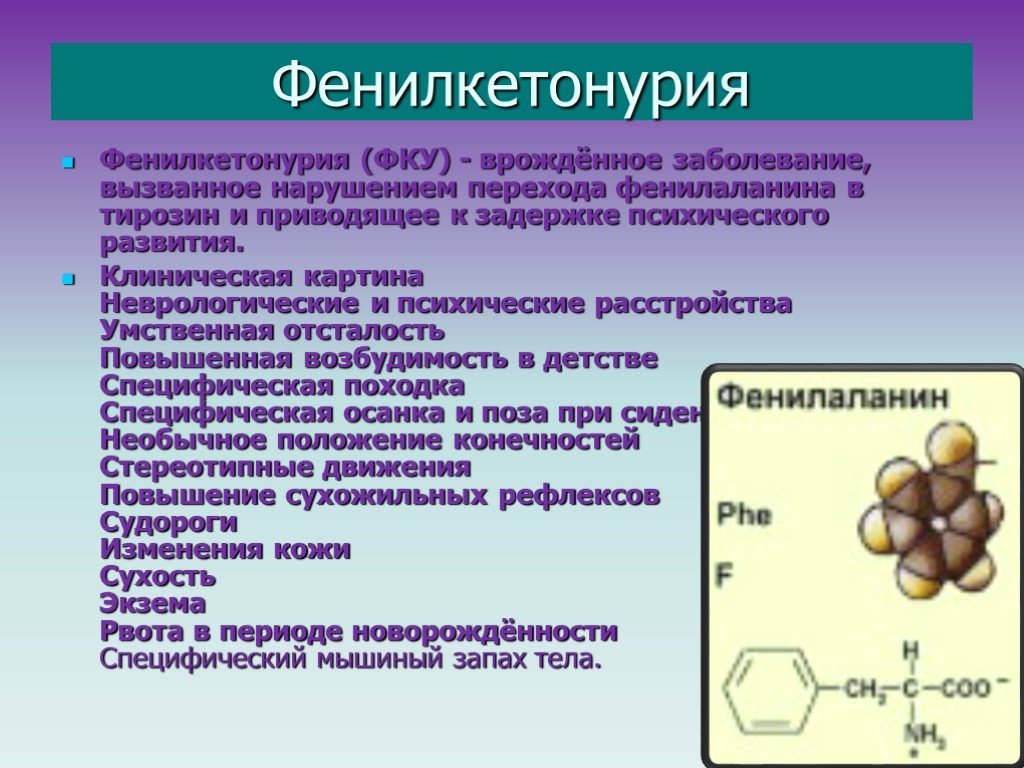 Фенилкетонурия презентация по генетике