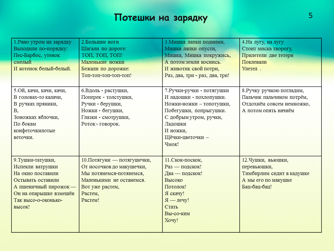 Проект ранний возраст на тему потешки