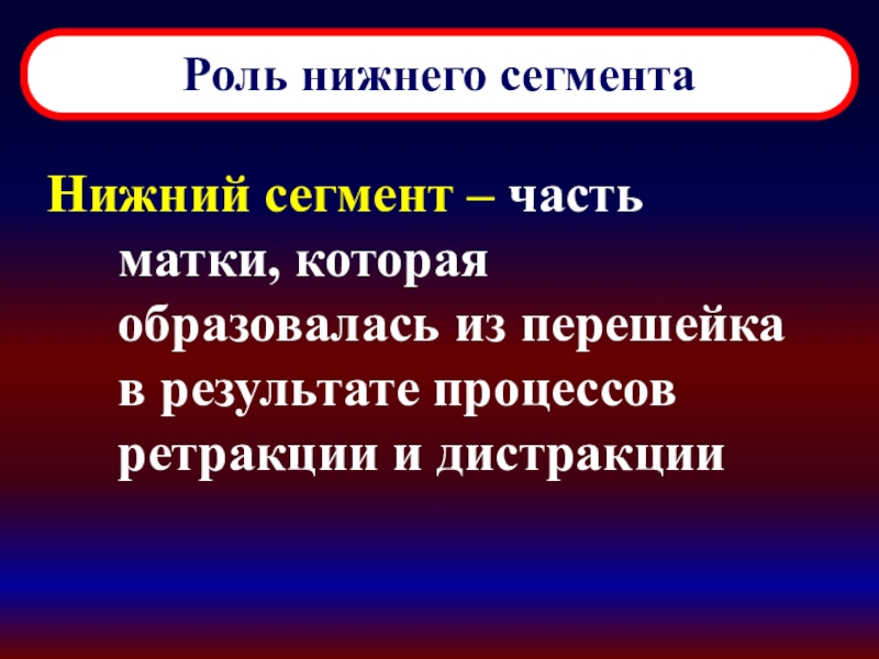 Роль род. Нижнем ролей. Ретракция дистракция. Ретракция и дистракция матки.